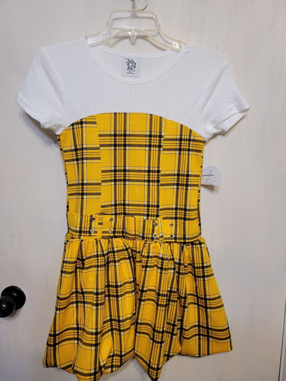 Jolie & Joy Yellow White Plaid Clueless Dress New Girls 14